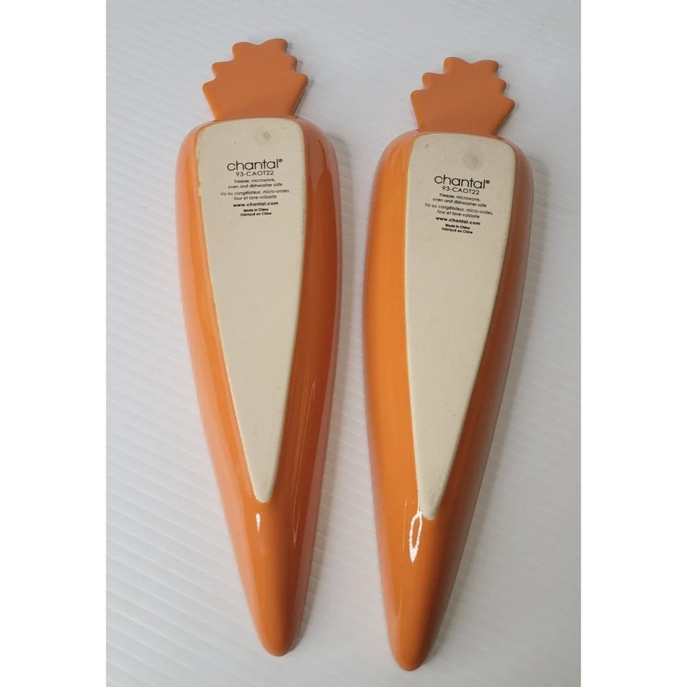 2 Chantal‎ Ceramic Carrot Shaped Serving Dish Bowl Bakeware Orange NEW Spring